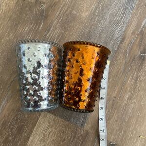 2  hob nail candle holders 5” tall, 2 3/4” base & 4” mouth.
